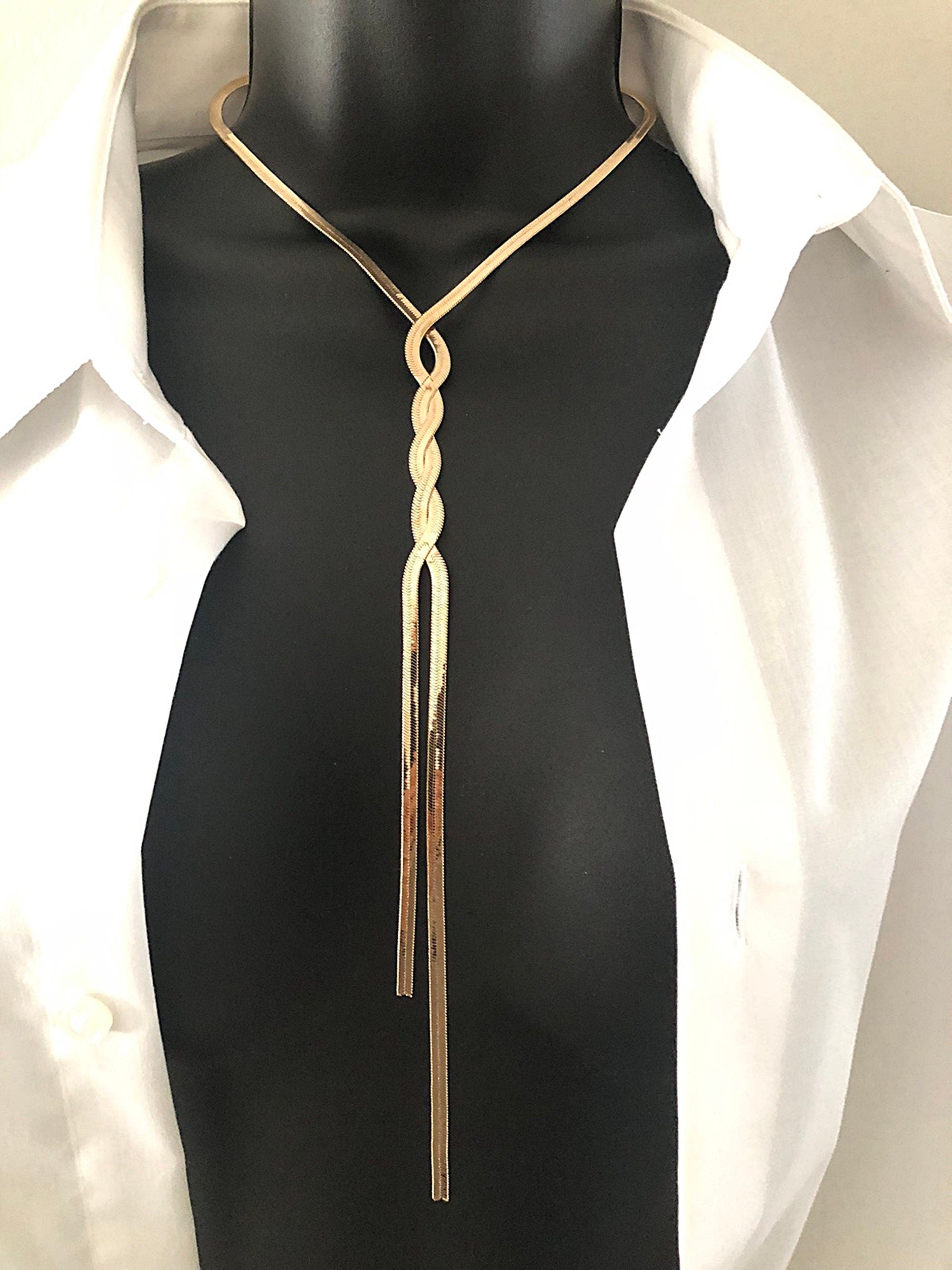 Body Jewelry Chain Herringbone Y Lariat Braided Necklace Gold Silver Color Fashion Twisted Body Tassel Crossover Elegant Style